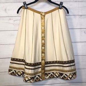 Catherine Malandrino Skirt 2 A-Line Ivory & Brown